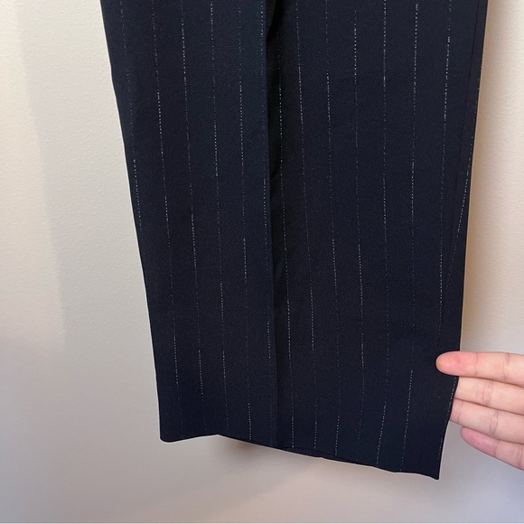 M.M. Lafleur Elliott Pinstripe Pleated Wide Leg Trousers Faded Stripe Black 6 - Picture 4 of 9